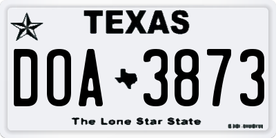 TX license plate DOA3873