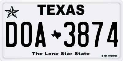 TX license plate DOA3874