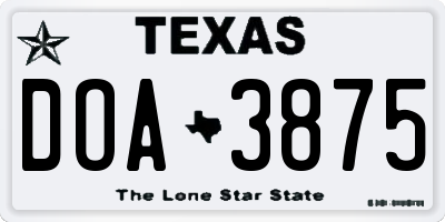 TX license plate DOA3875