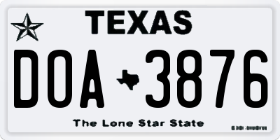 TX license plate DOA3876