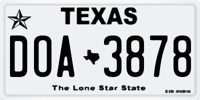 TX license plate DOA3878