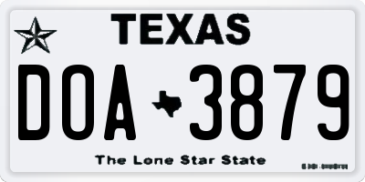 TX license plate DOA3879
