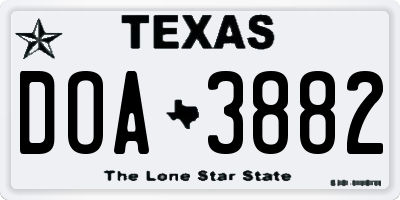 TX license plate DOA3882