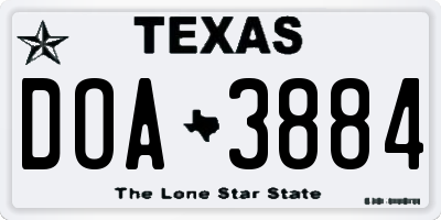 TX license plate DOA3884