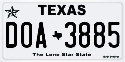 TX license plate DOA3885