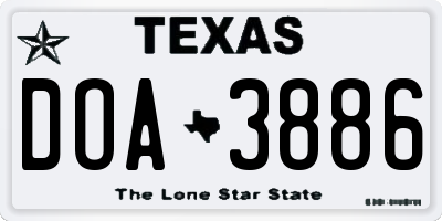 TX license plate DOA3886