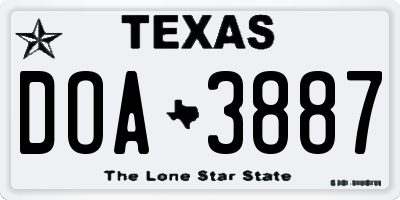 TX license plate DOA3887