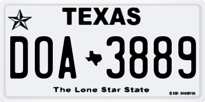 TX license plate DOA3889