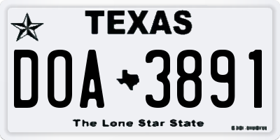 TX license plate DOA3891