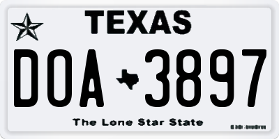 TX license plate DOA3897