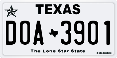 TX license plate DOA3901