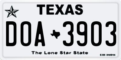 TX license plate DOA3903