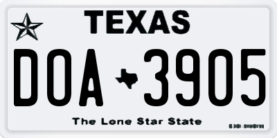 TX license plate DOA3905