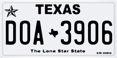 TX license plate DOA3906