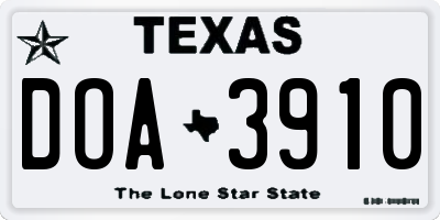 TX license plate DOA3910