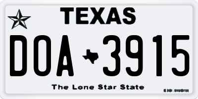 TX license plate DOA3915