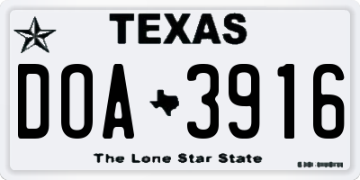TX license plate DOA3916