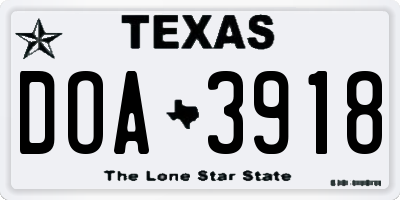 TX license plate DOA3918