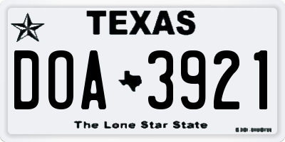 TX license plate DOA3921