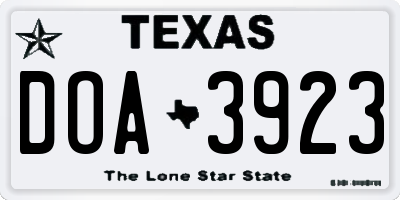 TX license plate DOA3923