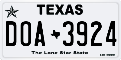 TX license plate DOA3924