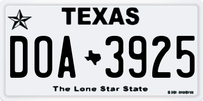 TX license plate DOA3925