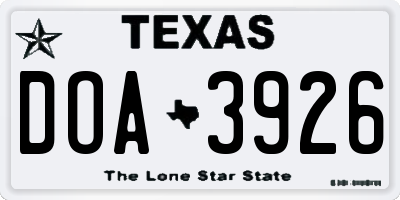 TX license plate DOA3926