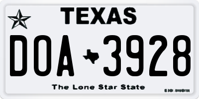 TX license plate DOA3928