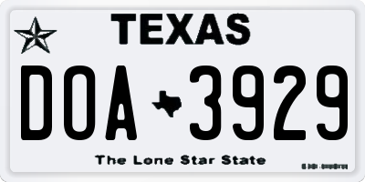 TX license plate DOA3929