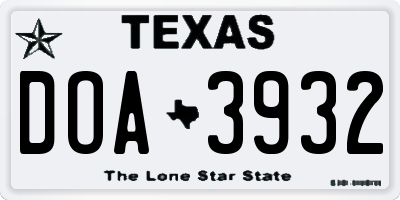 TX license plate DOA3932