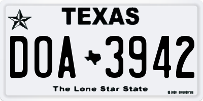 TX license plate DOA3942