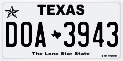 TX license plate DOA3943