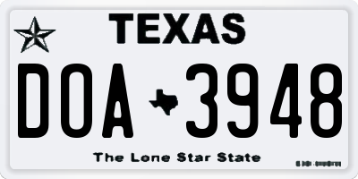 TX license plate DOA3948