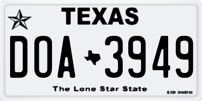 TX license plate DOA3949