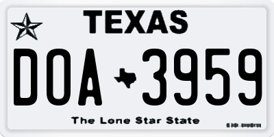 TX license plate DOA3959