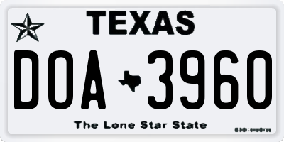 TX license plate DOA3960