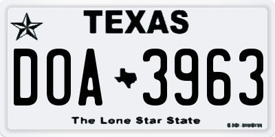 TX license plate DOA3963