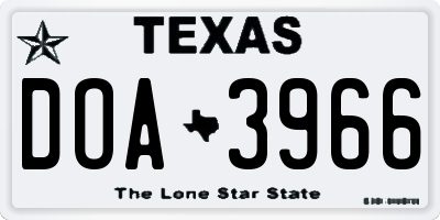 TX license plate DOA3966