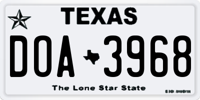 TX license plate DOA3968