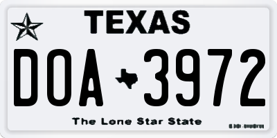 TX license plate DOA3972