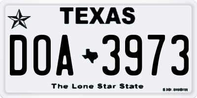 TX license plate DOA3973