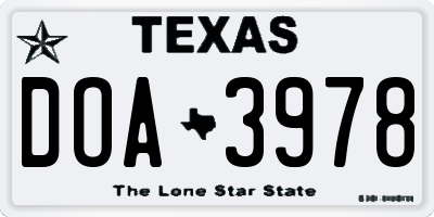 TX license plate DOA3978