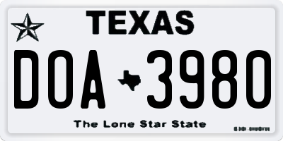 TX license plate DOA3980