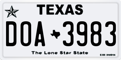 TX license plate DOA3983