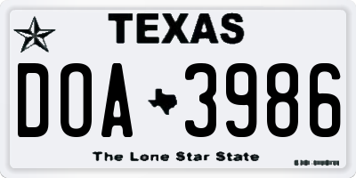 TX license plate DOA3986