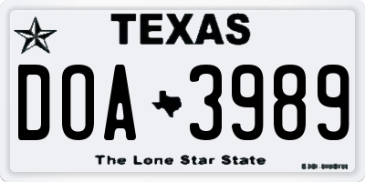 TX license plate DOA3989