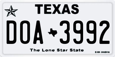 TX license plate DOA3992
