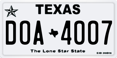 TX license plate DOA4007