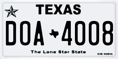 TX license plate DOA4008