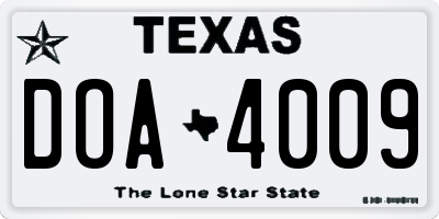 TX license plate DOA4009